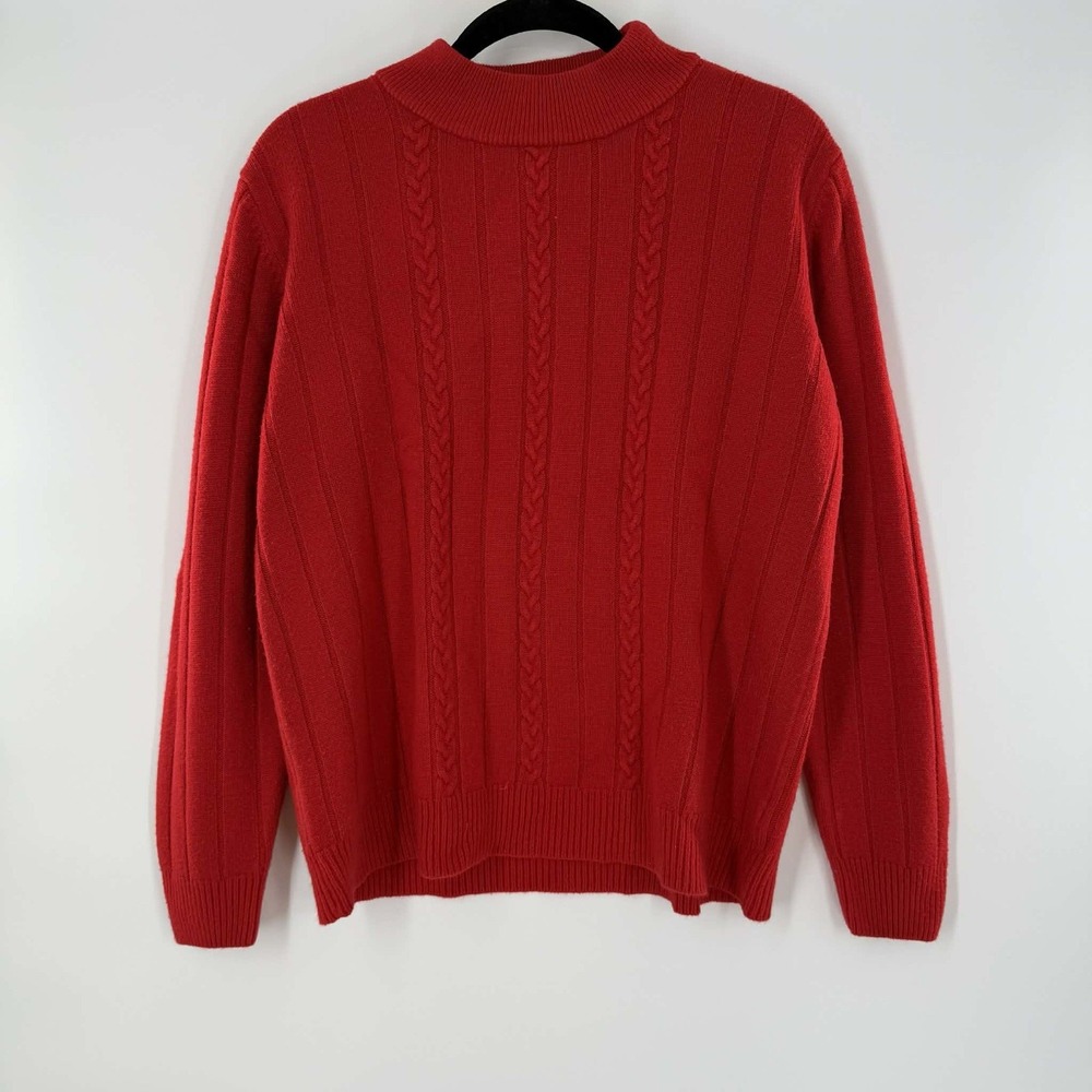 Vintage YarnWorks Sweater Red Knit Women's Petite Large TBT